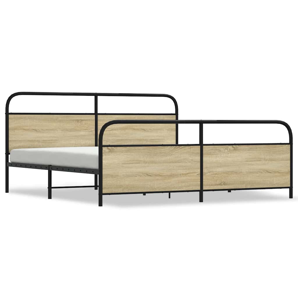 Metal Bed Frame without Mattress Sonoma Oak 200x200 cm