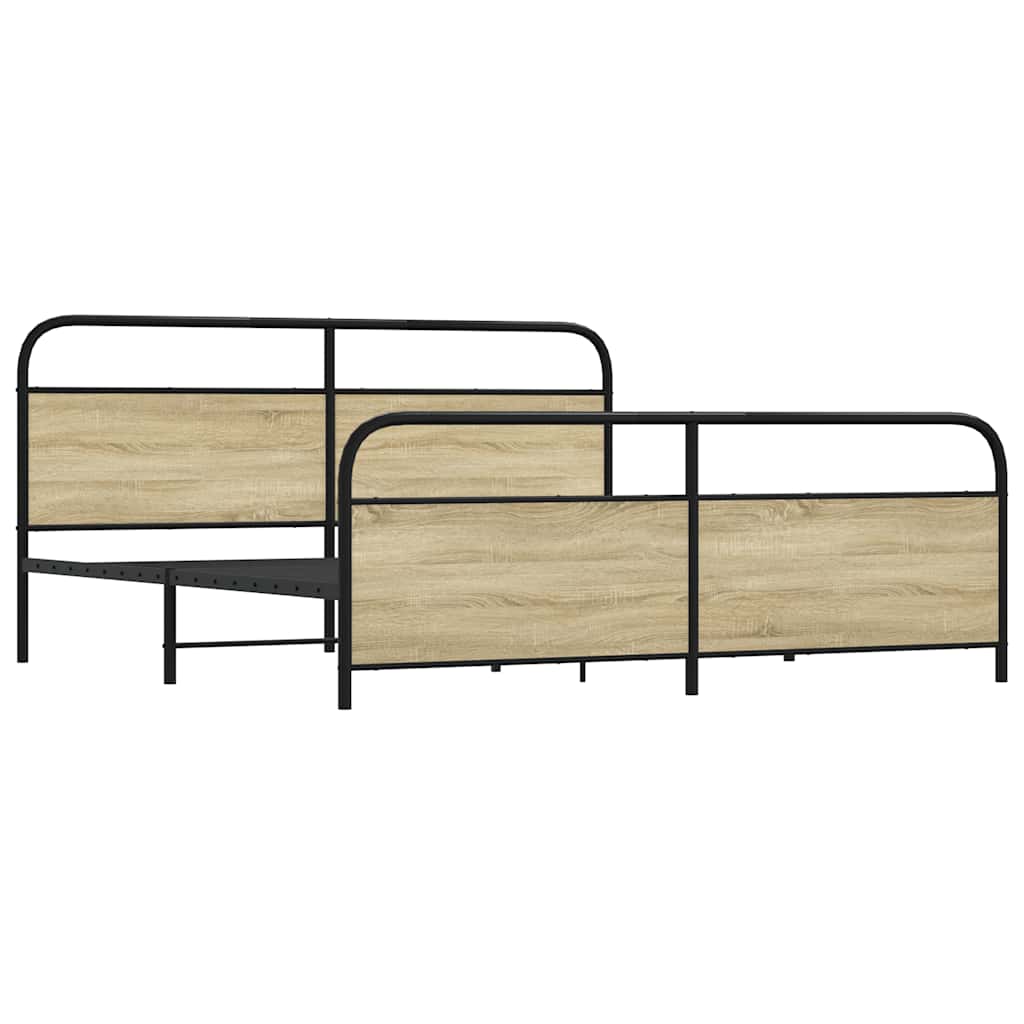 Metal Bed Frame without Mattress Sonoma Oak 200x200 cm