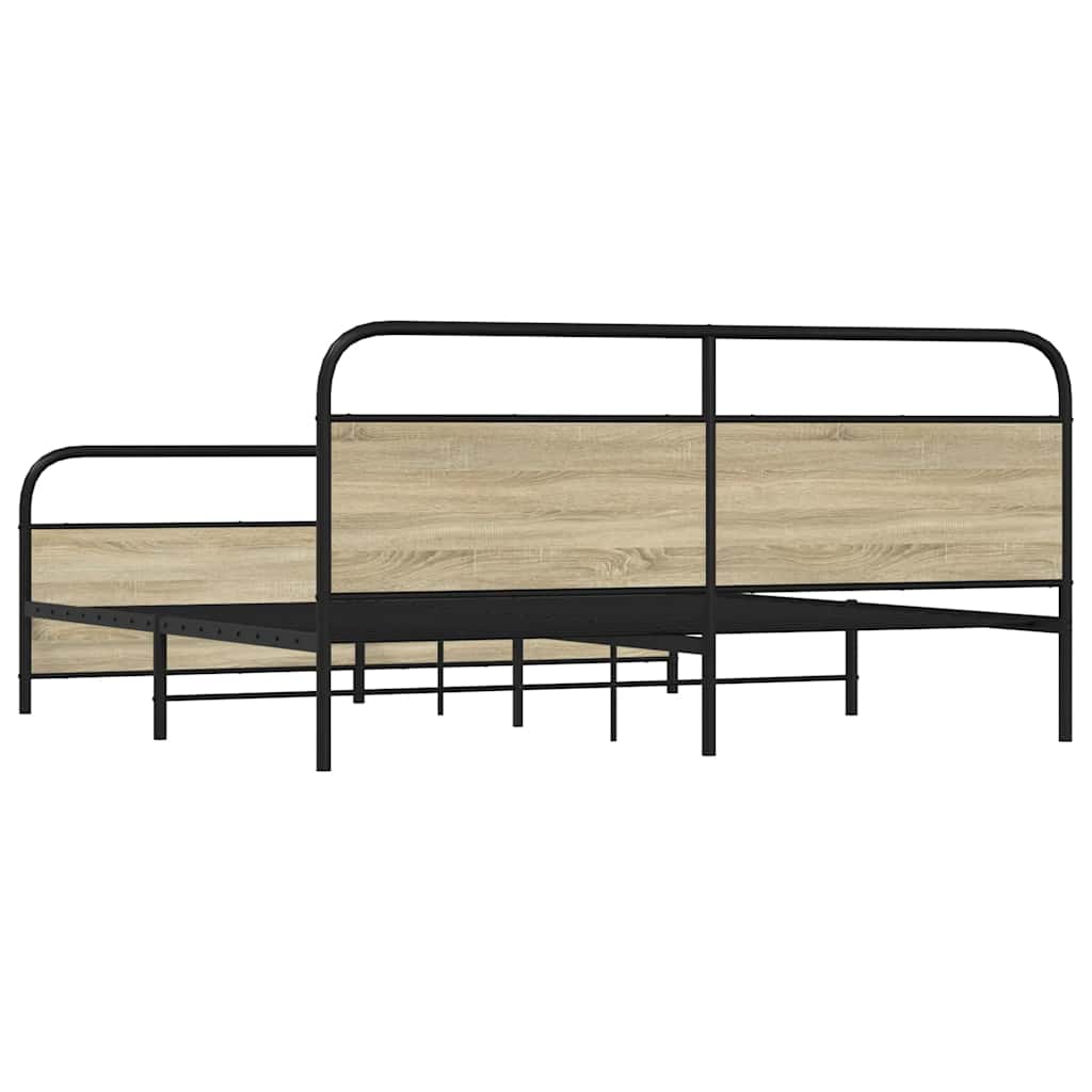 Metal Bed Frame without Mattress Sonoma Oak 200x200 cm