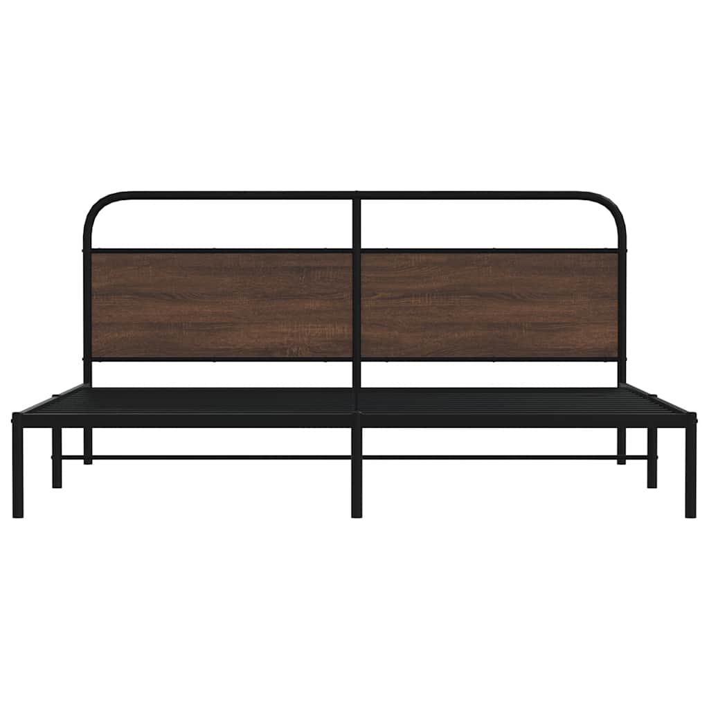 Metal Bed Frame without Mattress Brown Oak 193x203 cm