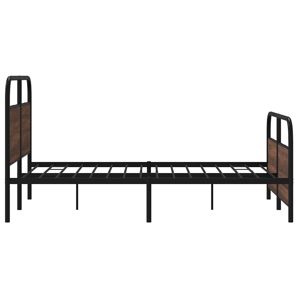 Metal Bed Frame without Mattress Brown Oak 137x190 cm