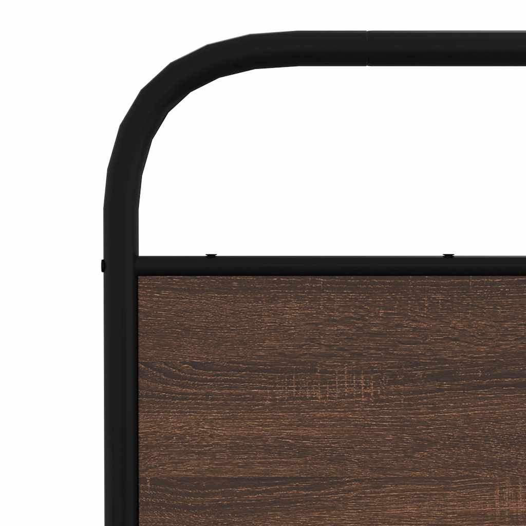 Metal Bed Frame without Mattress Brown Oak 137x190 cm