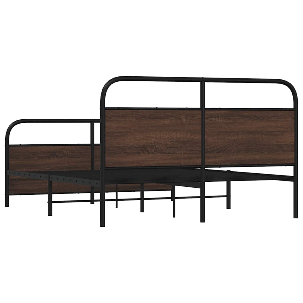 Metal Bed Frame without Mattress Brown Oak 160x200 cm