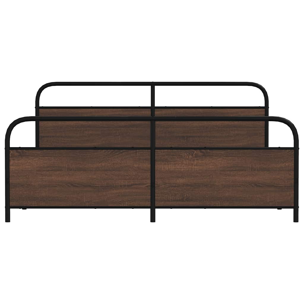 Metal Bed Frame without Mattress Brown Oak 193x203 cm