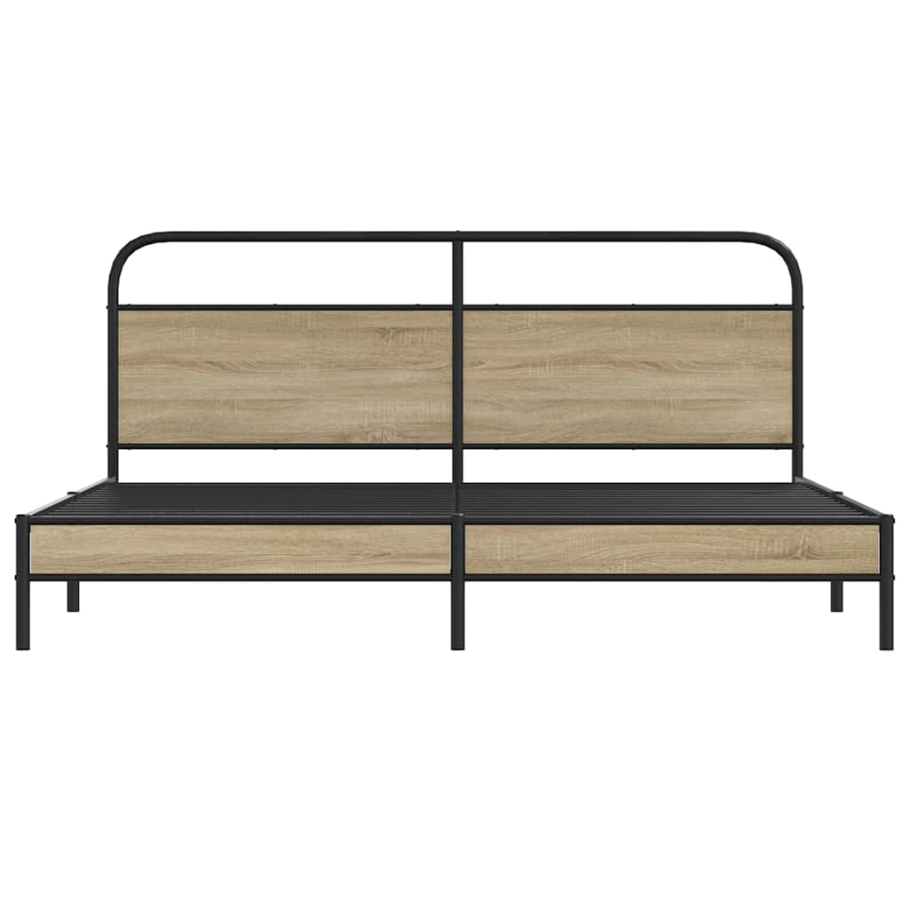 Metal Bed Frame without Mattress Smoked Oak 200x200 cm