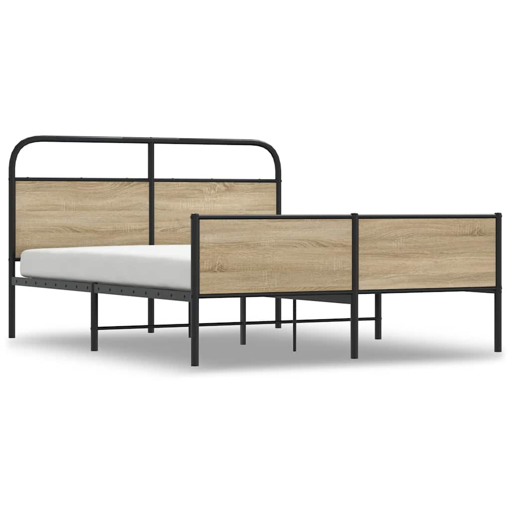 Metal Bed Frame without Mattress Smoked Oak 160x200 cm