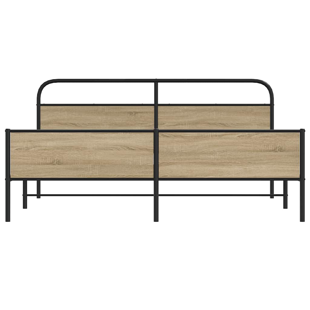 Metal Bed Frame without Mattress Smoked Oak 200x200 cm