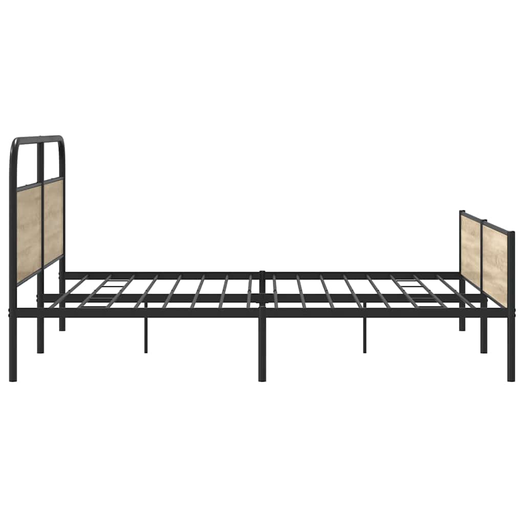 Metal Bed Frame without Mattress Smoked Oak 200x200 cm