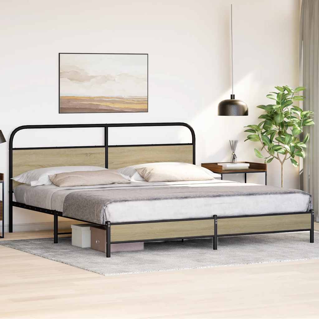 Metal Bed Frame without Mattress Sonoma Oak 183x213 cm