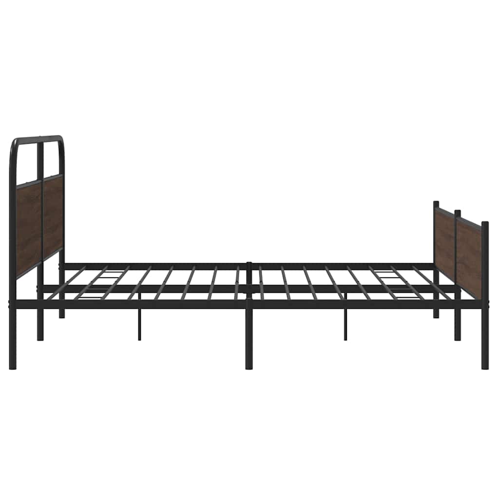 Metal Bed Frame without Mattress Brown Oak 183x213 cm