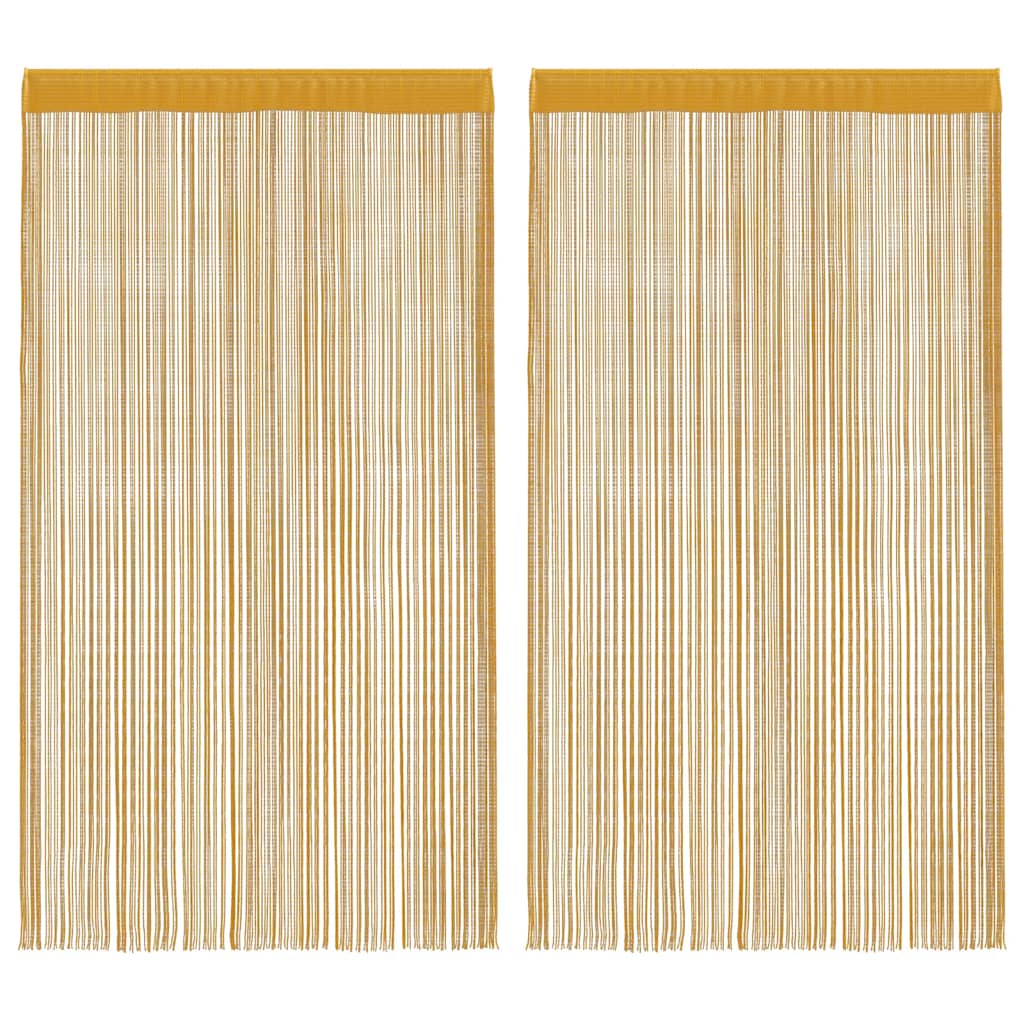 String Curtains 2 pcs Gold 140x250 cm