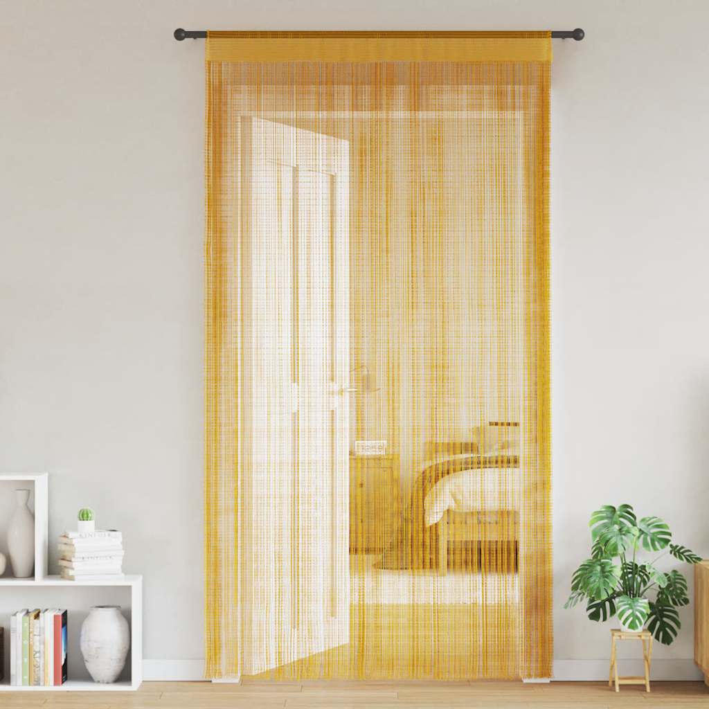 String Curtains 2 pcs Gold 140x250 cm