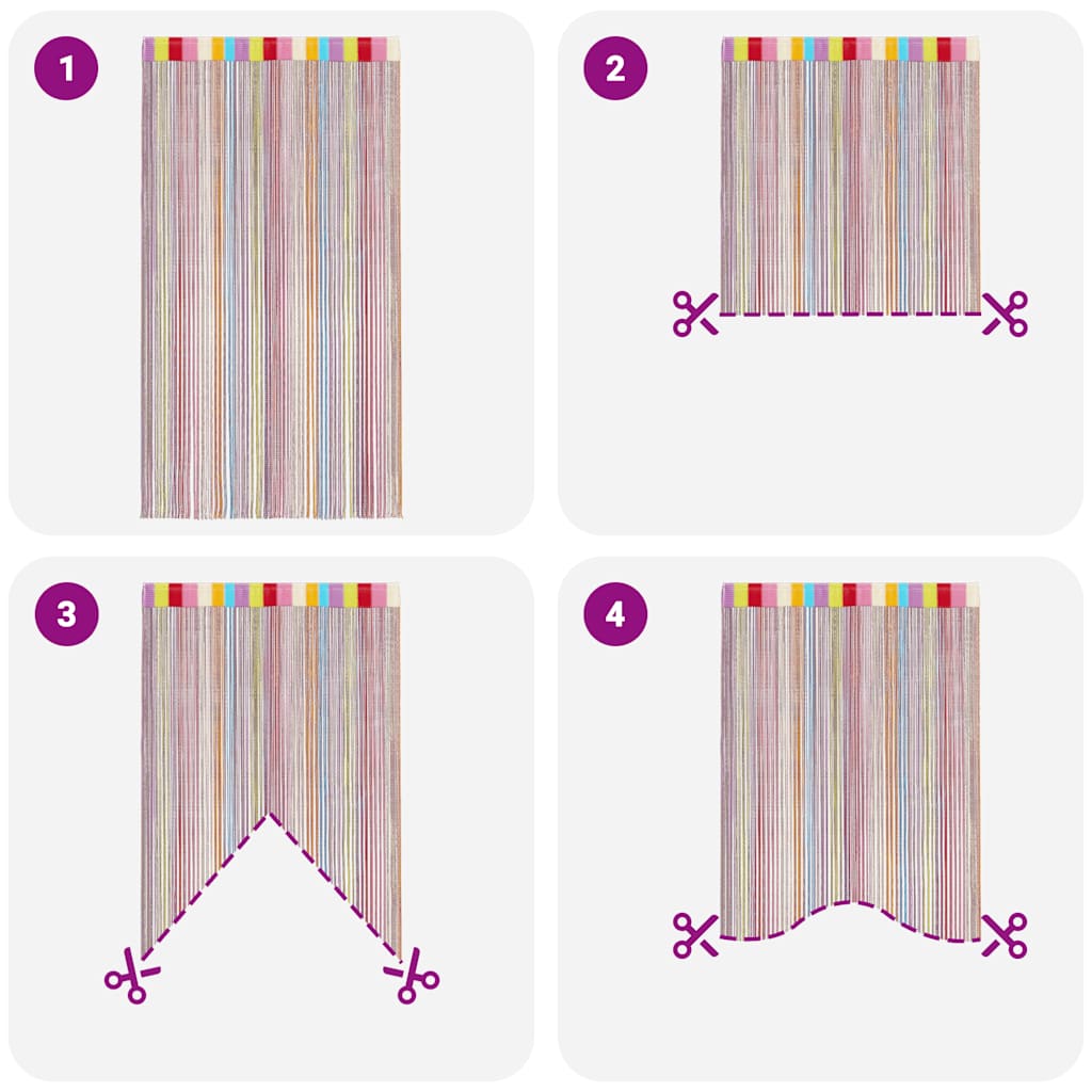 String Curtains 2 pcs Multicolour 100x250 cm
