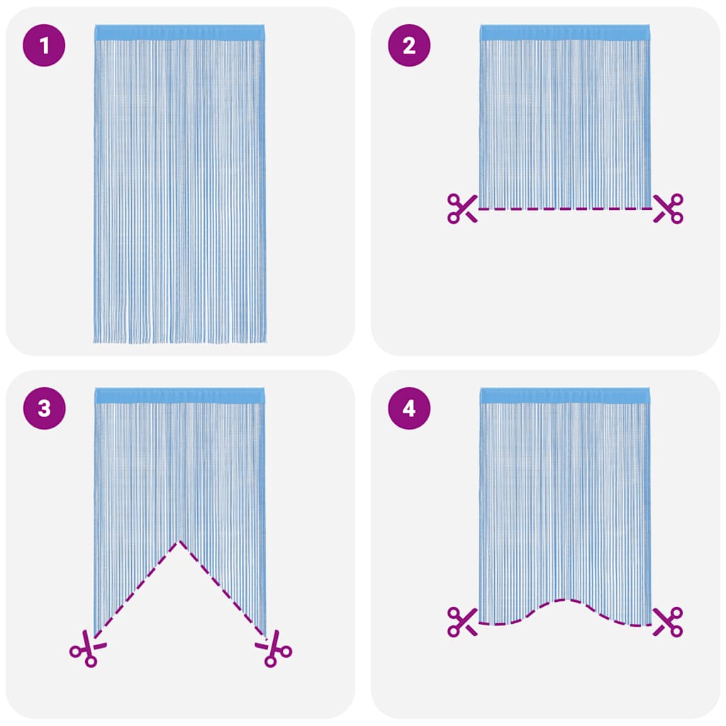 String Curtains 2 pcs Light Blue 140x250 cm