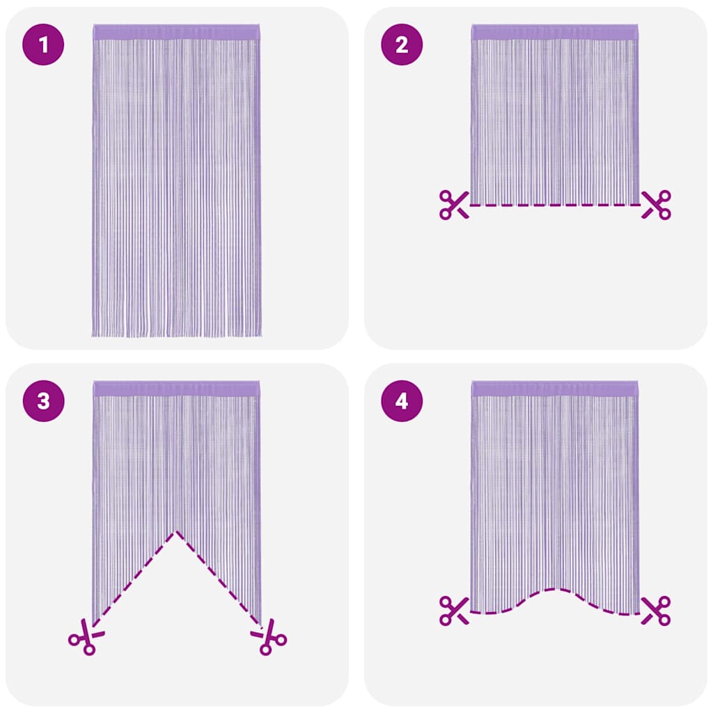 String Curtains 2 pcs Purple 100x250 cm