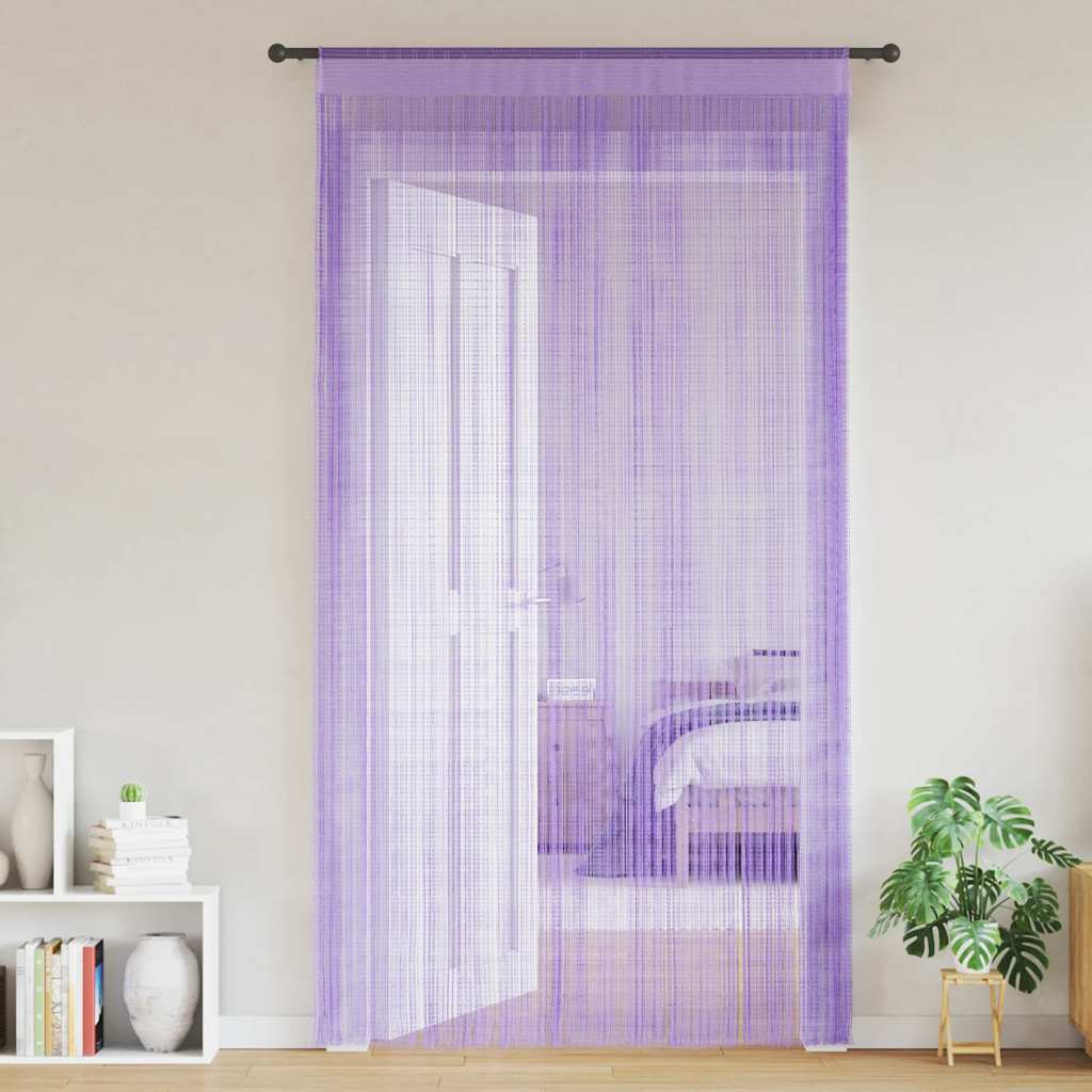 String Curtains 2 pcs Purple 100x250 cm