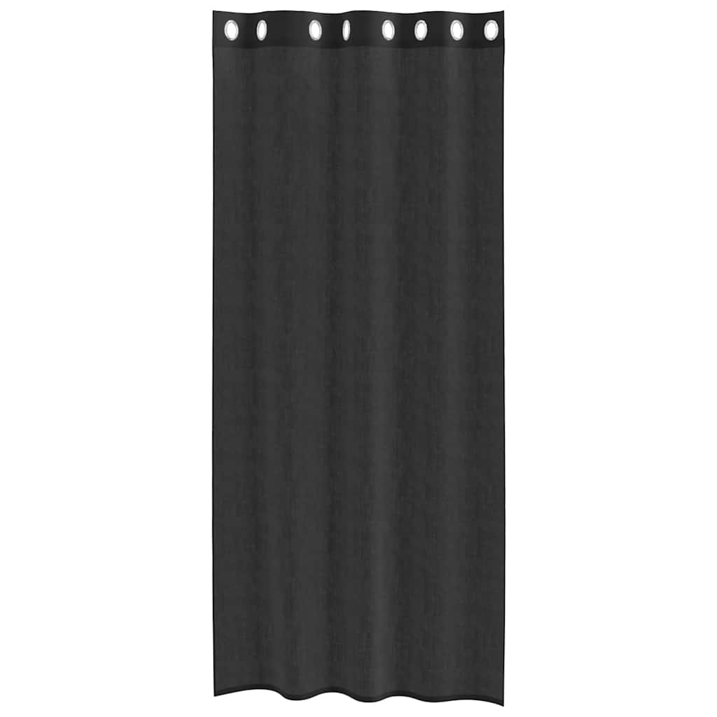 Voile Curtains with Grommets 2 pcs Black 140x225 cm