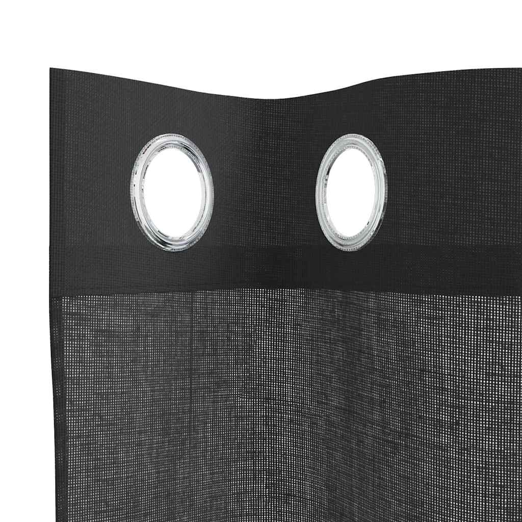 Voile Curtains with Grommets 2 pcs Black 140x300 cm