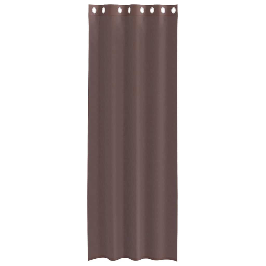 Voile Curtains with Grommets 2 pcs Brown 140x300 cm