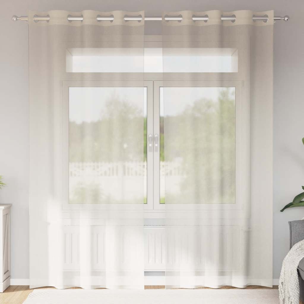 Voile Curtains with Grommets 2 pcs Cream 140x225 cm