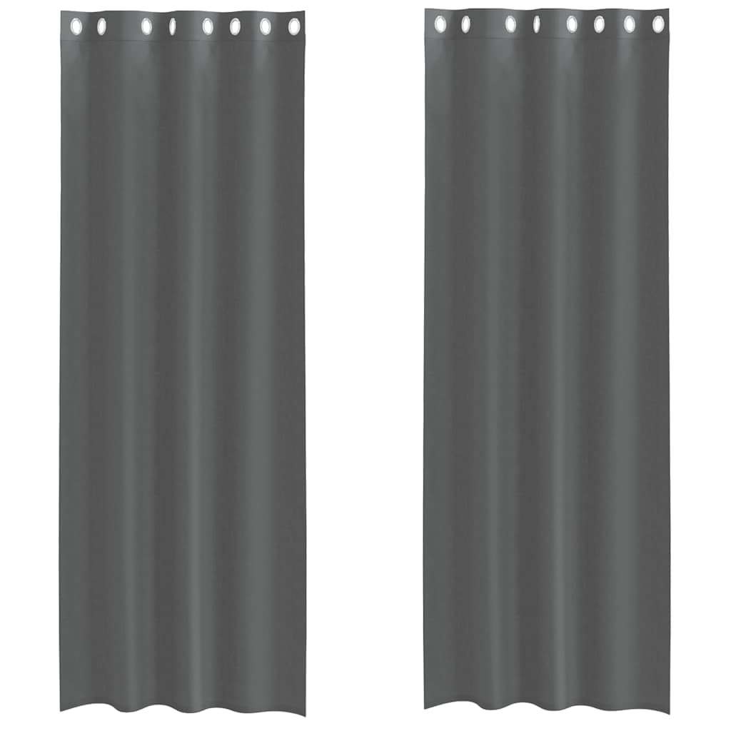 Voile Curtains with Grommets 2 pcs Dark Grey 140x300 cm