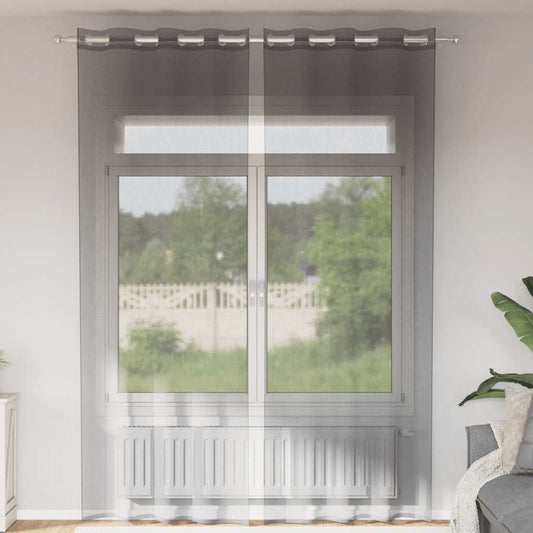 Voile Curtains with Grommets 2 pcs Dark Grey 140x300 cm