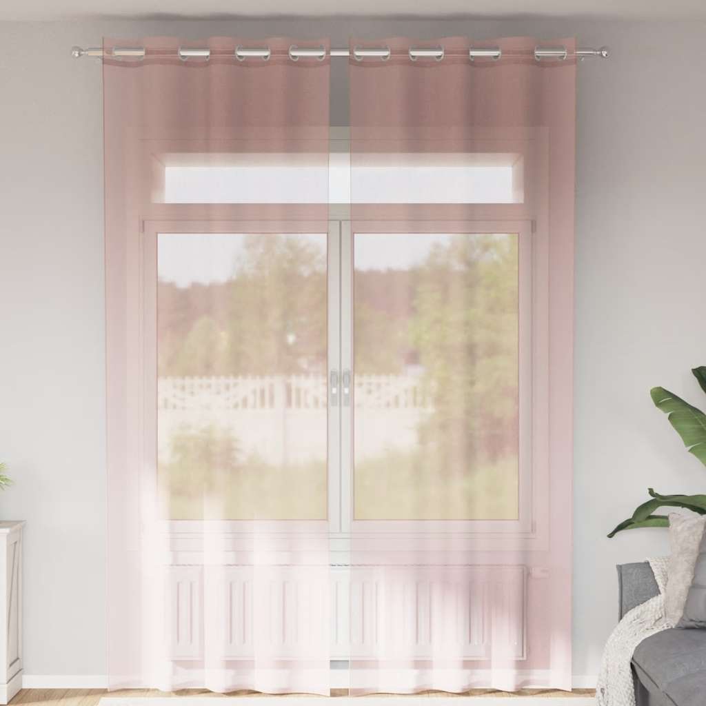 Voile Curtains with Grommets 2 pcs Light Pink 140x300 cm