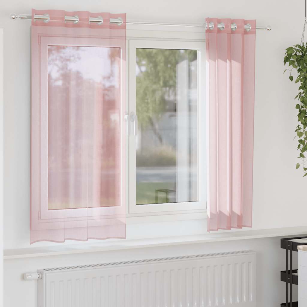 Voile Curtains with Grommets 2 pcs Pink 140x140 cm