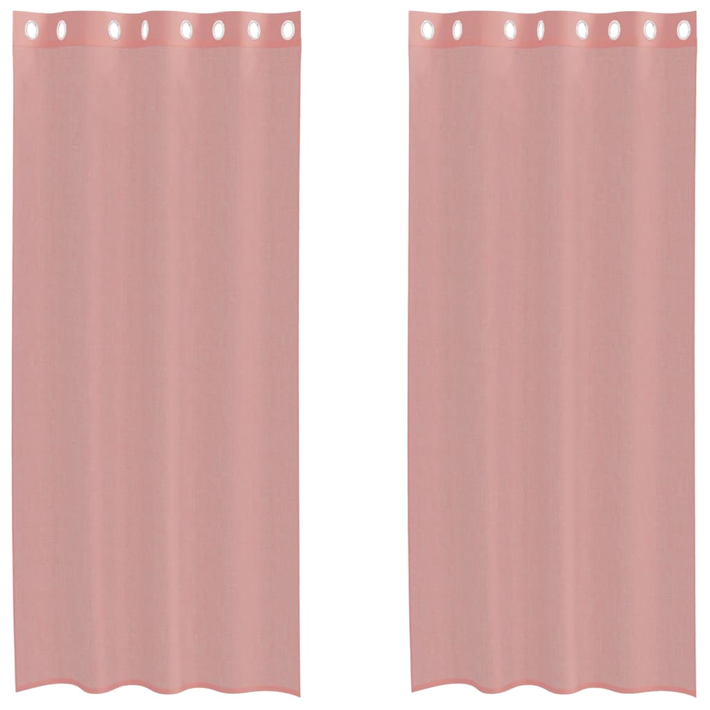 Voile Curtains with Grommets 2 pcs Pink 140x225 cm