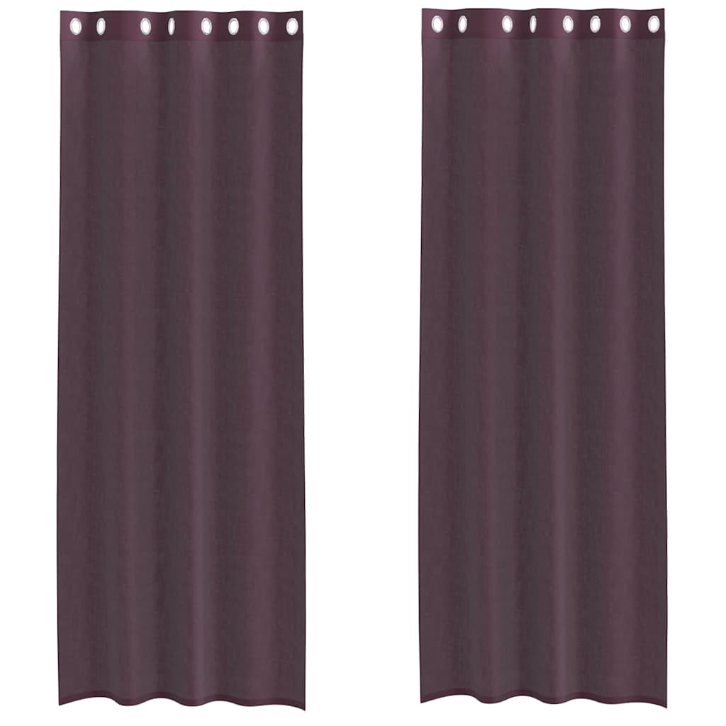 Voile Curtains with Grommets 2 pcs Purple 140x300 cm