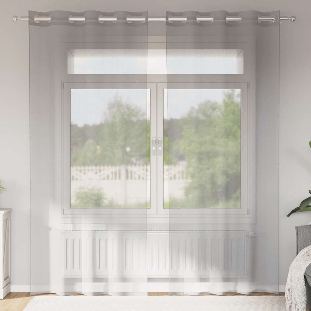 Voile Curtains with Grommets 2 pcs Light Grey 140x225 cm