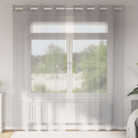 Voile Curtains with Grommets 2 pcs Light Grey 140x225 cm