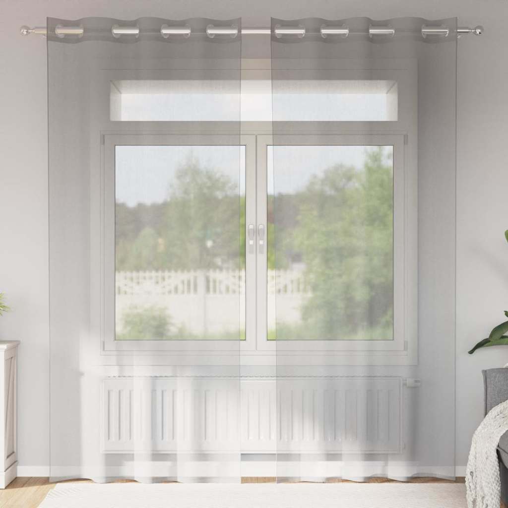 Voile Curtains with Grommets 2 pcs Light Grey 140x245 cm
