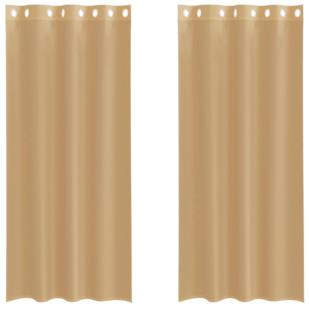 Voile Curtains with Grommets 2 pcs Sand