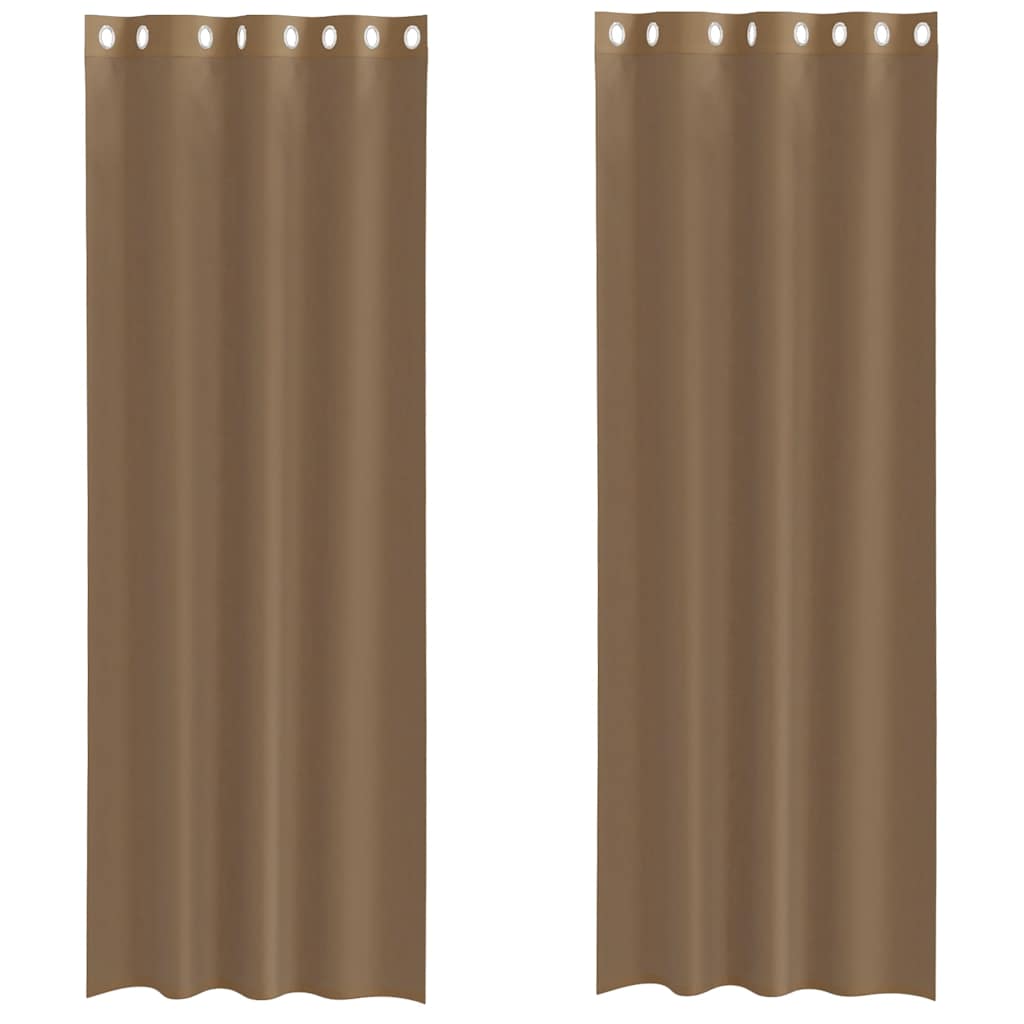 Voile Curtains with Grommets 2 pcs Light Brown