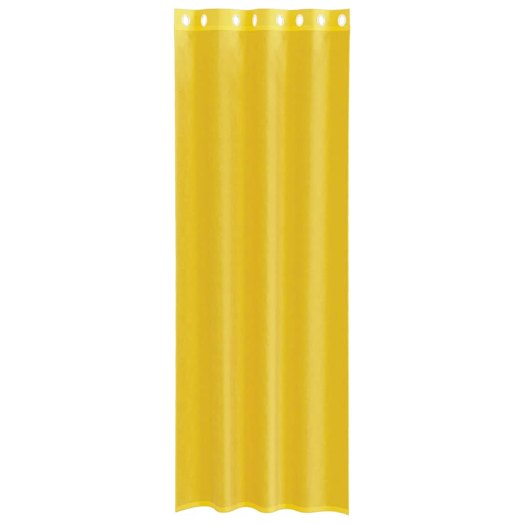 Voile Curtains with Grommets 2 pcs Yellow