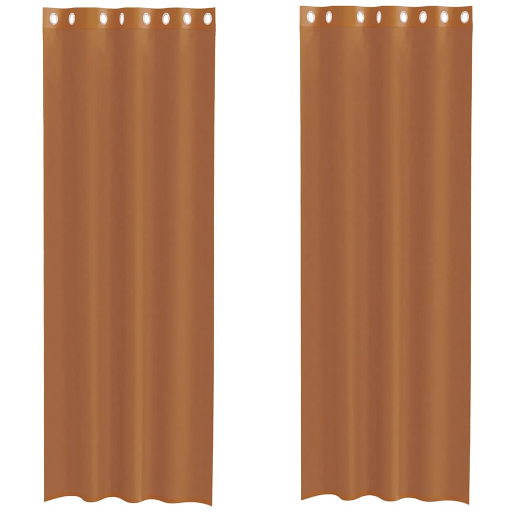 Voile Curtains with Grommets 2 pcs Terracotta