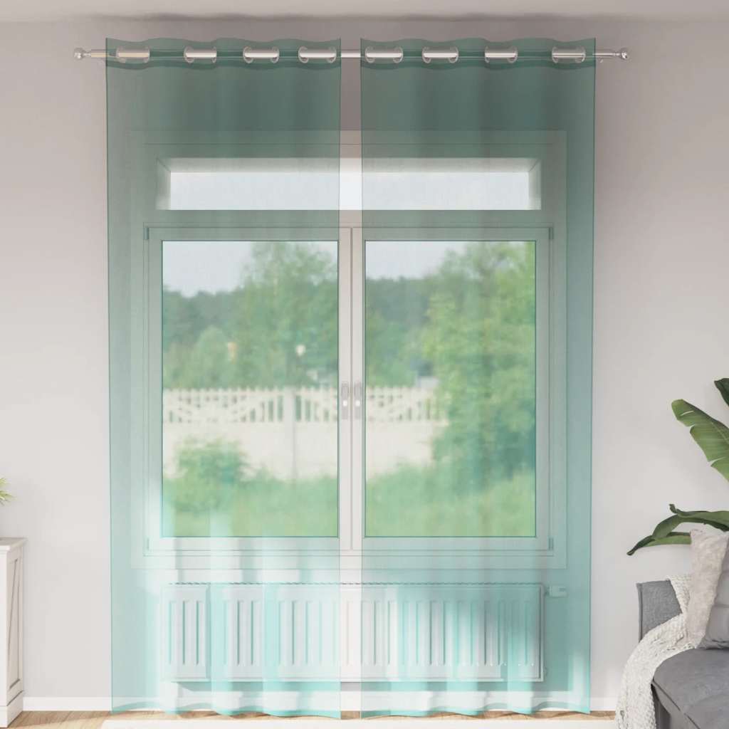 Voile Curtains with Grommets 2 pcs Turquoise