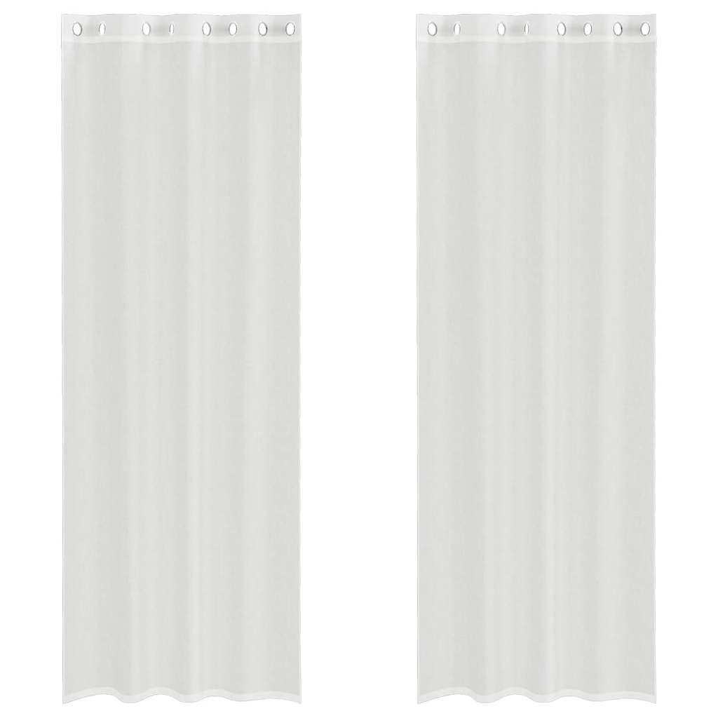 Voile Curtains with Grommets 2 pcs White