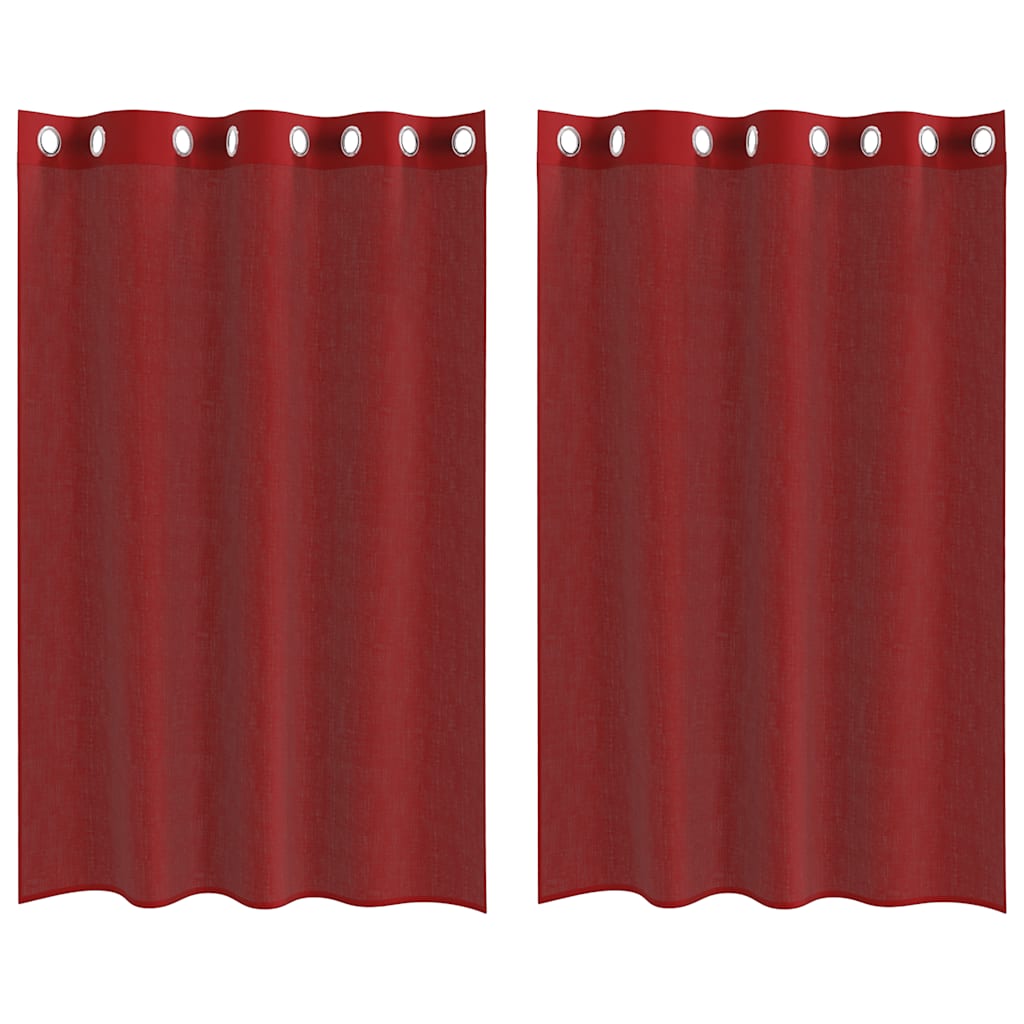 Voile Curtains with Grommets 2 pcs Wine Red