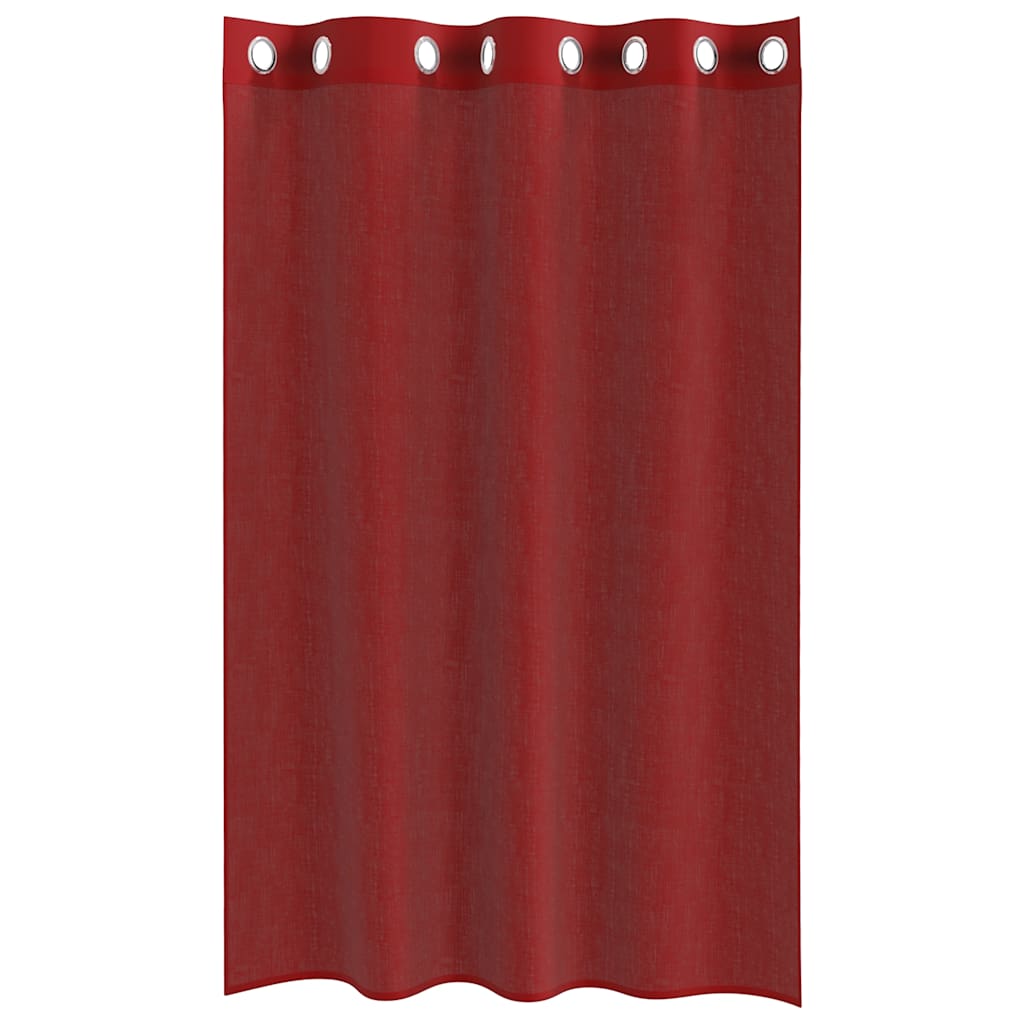 Voile Curtains with Grommets 2 pcs Wine Red
