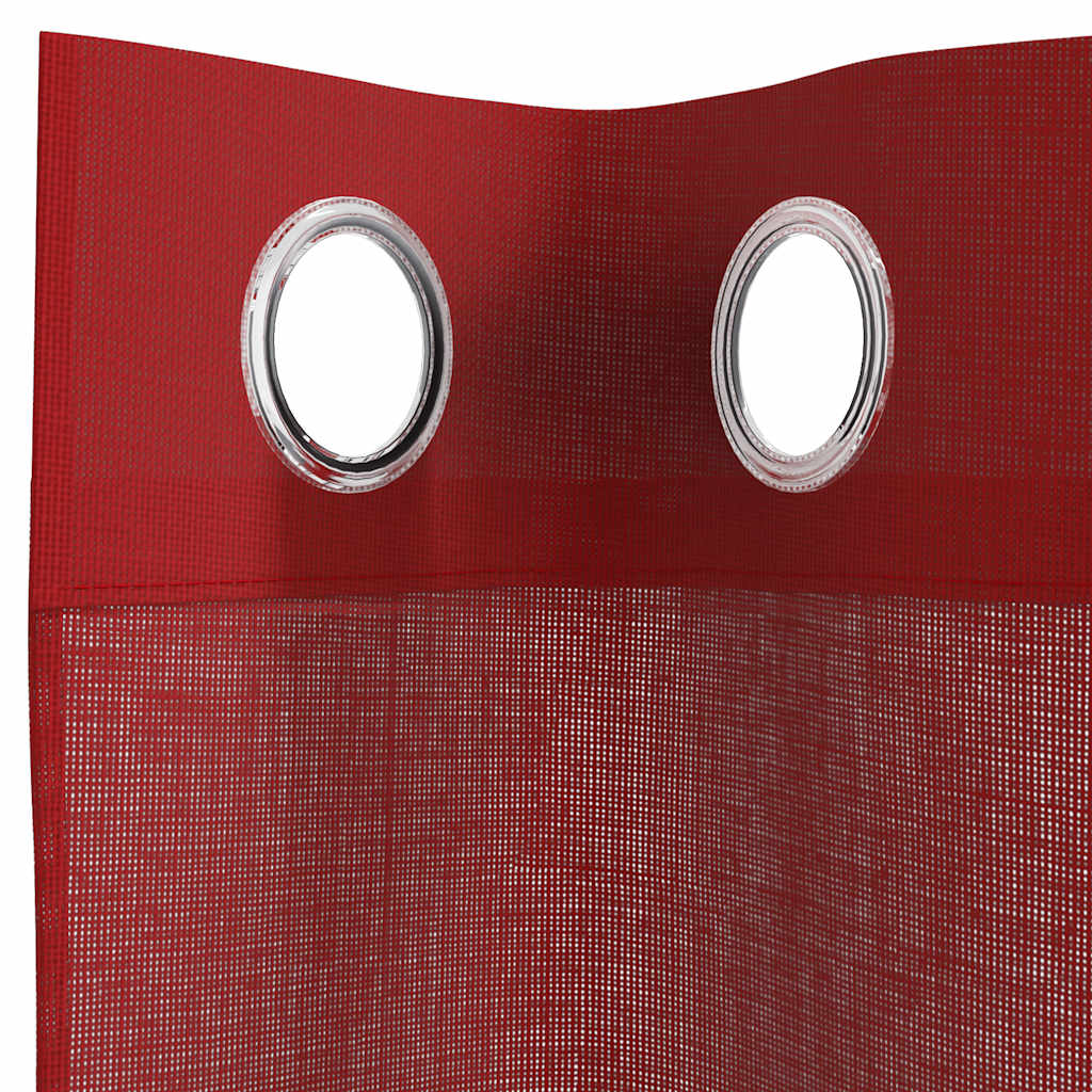 Voile Curtains with Grommets 2 pcs Wine Red