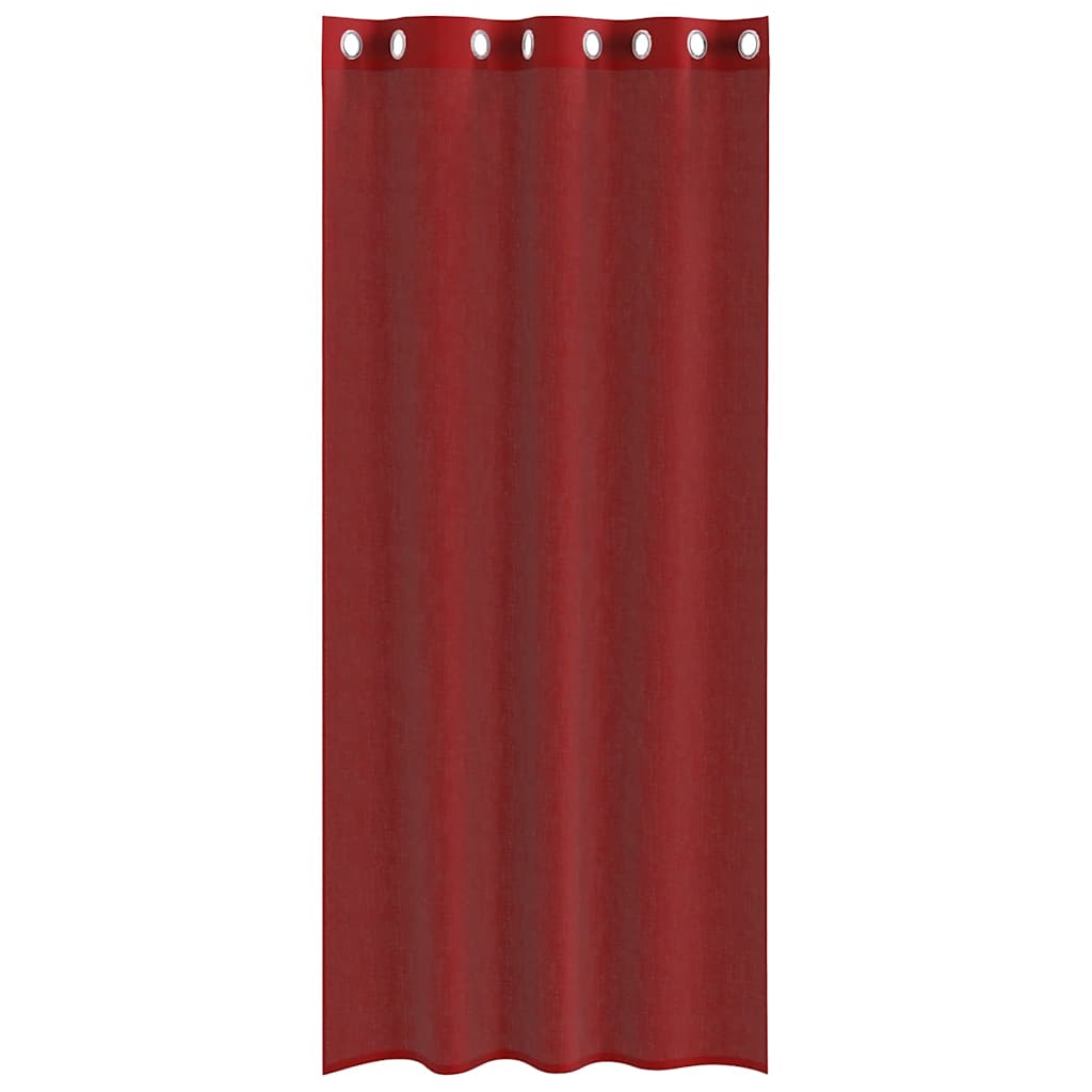 Voile Curtains with Grommets 2 pcs Wine Red