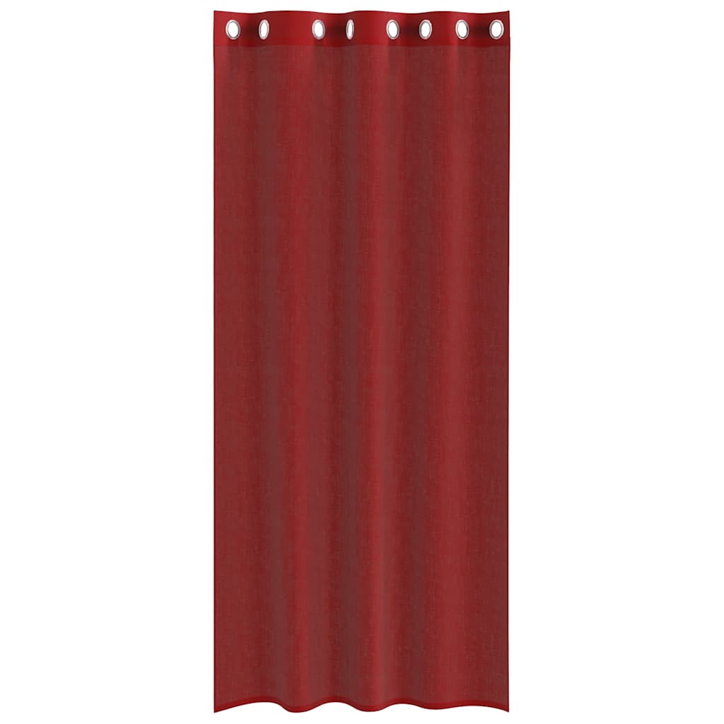 Voile Curtains with Grommets 2 pcs Wine Red