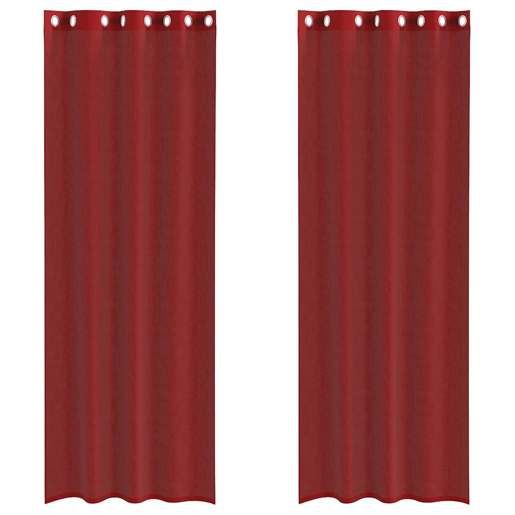 Voile Curtains with Grommets 2 pcs Wine Red