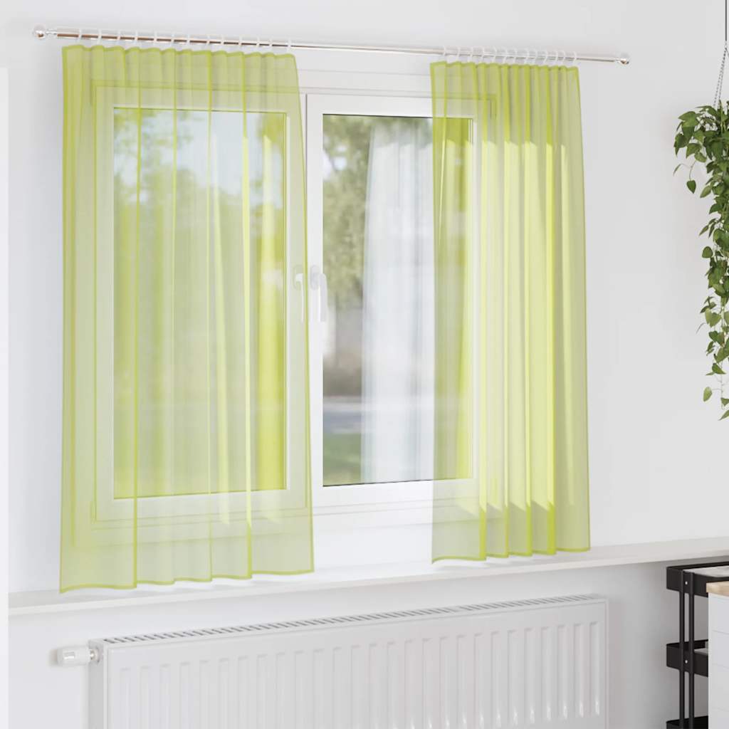 Voile Curtains with Rod Pockets 2 pcs Apple Green