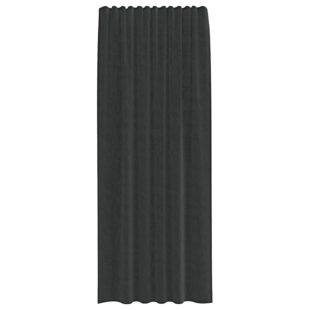 Voile Curtains with Rod Pockets 2 pcs Black