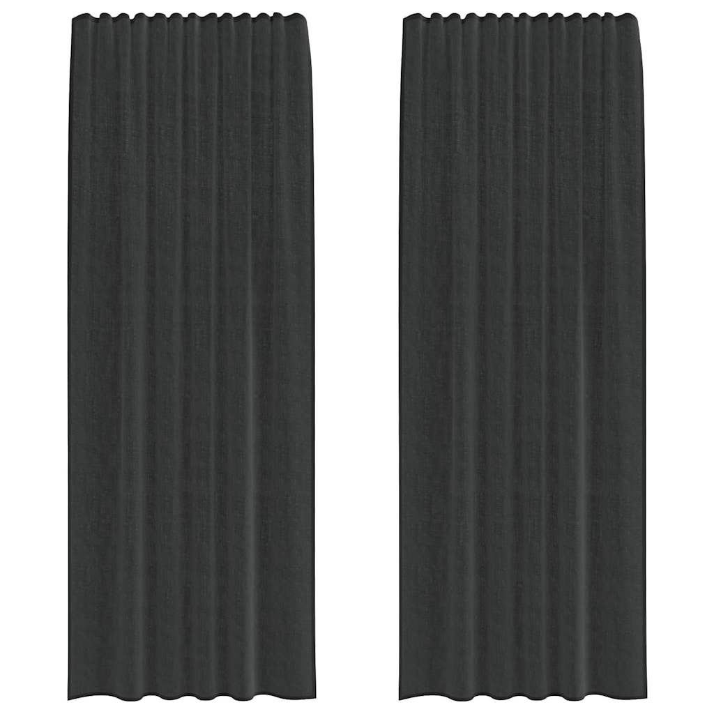 Voile Curtains with Rod Pockets 2 pcs Black
