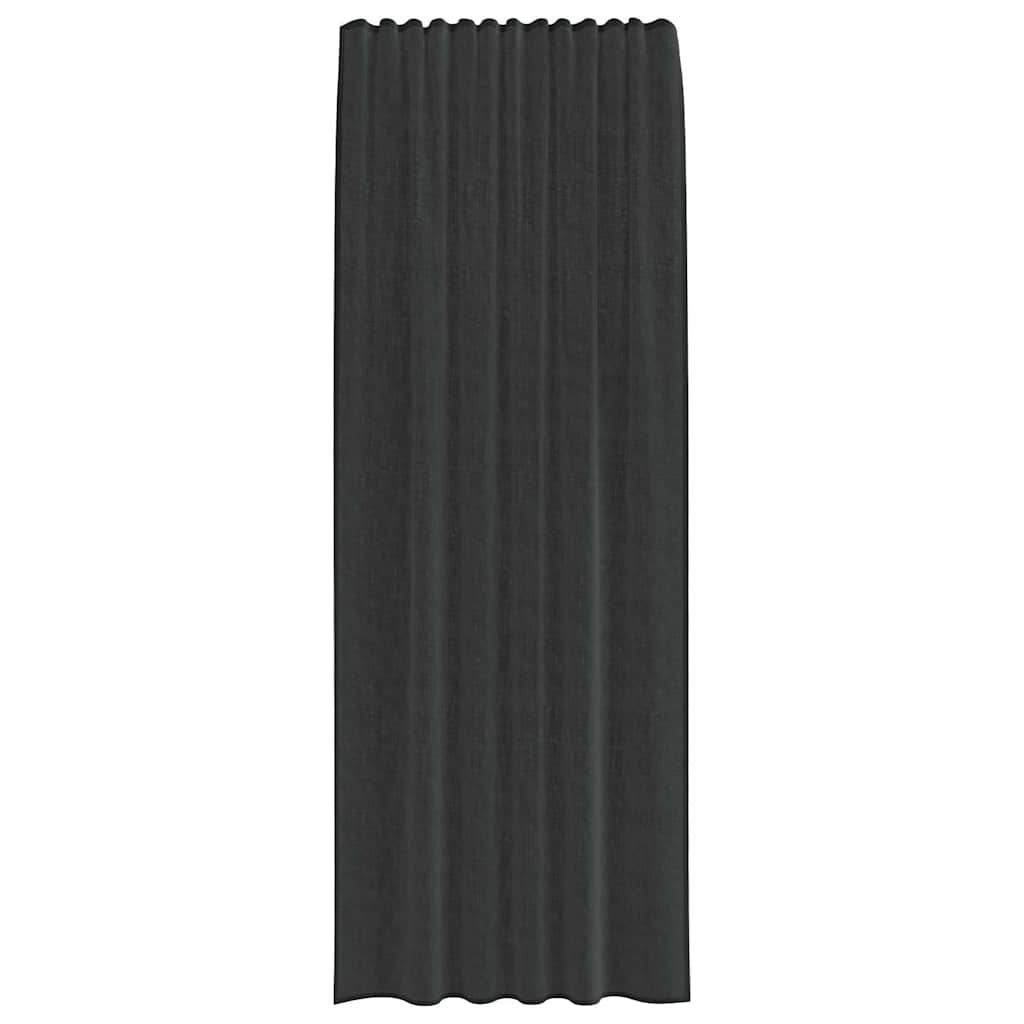 Voile Curtains with Rod Pockets 2 pcs Black