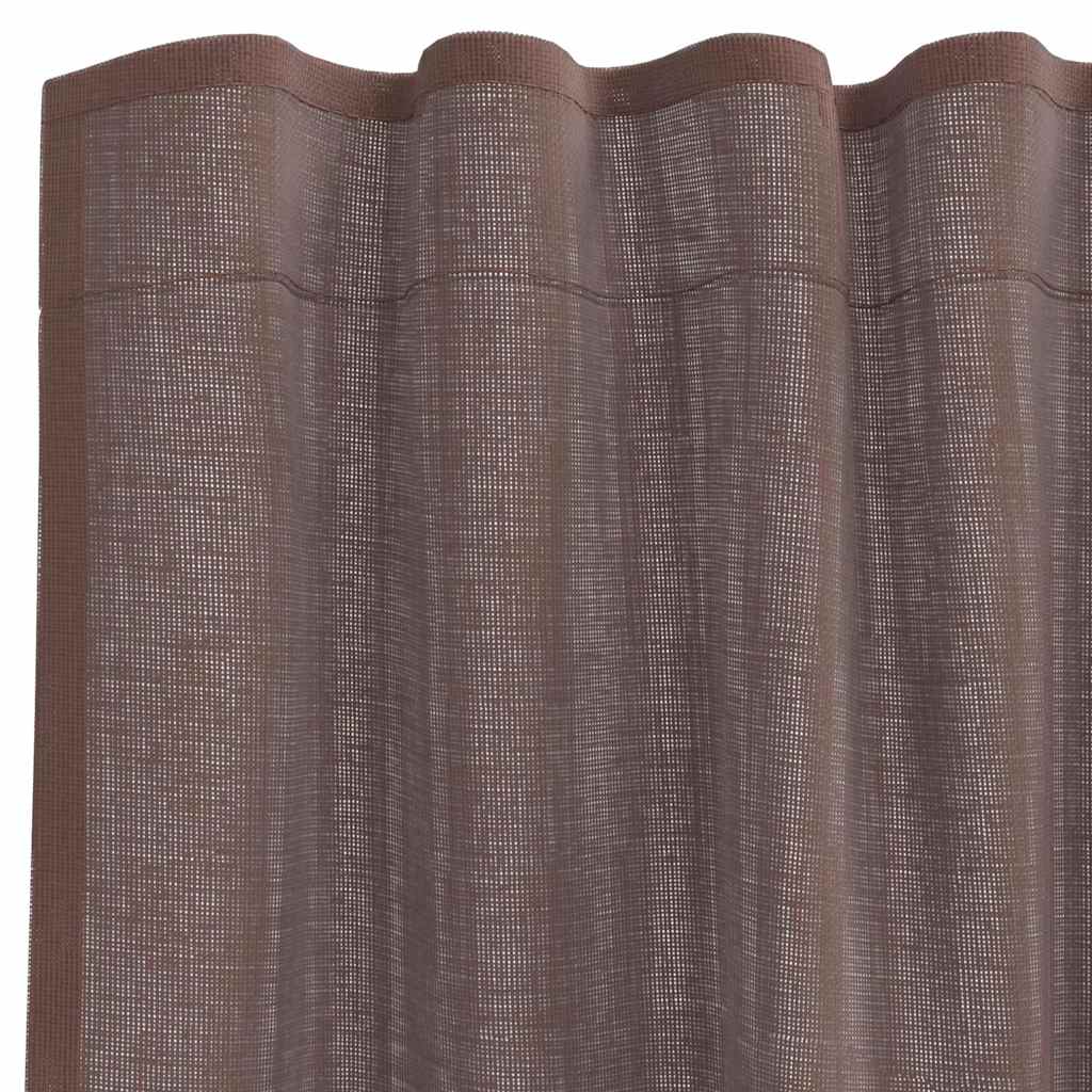 Voile Curtains with Rod Pockets 2 pcs Brown